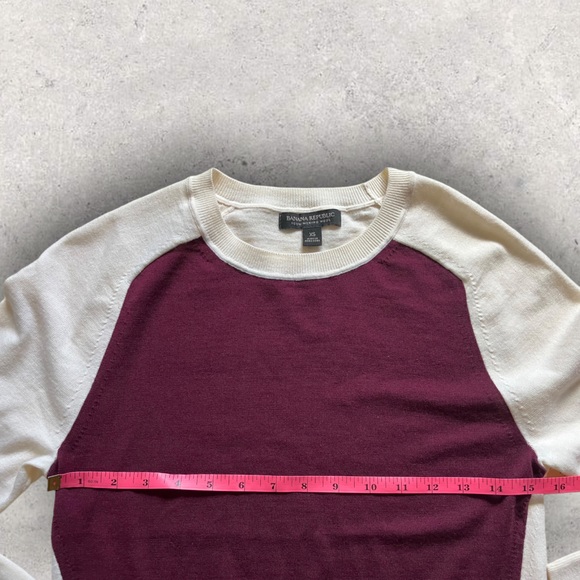Banana Republic Sweater Colorblock Washable Merino Wool Red Women Size XS - Picture 3 of 4